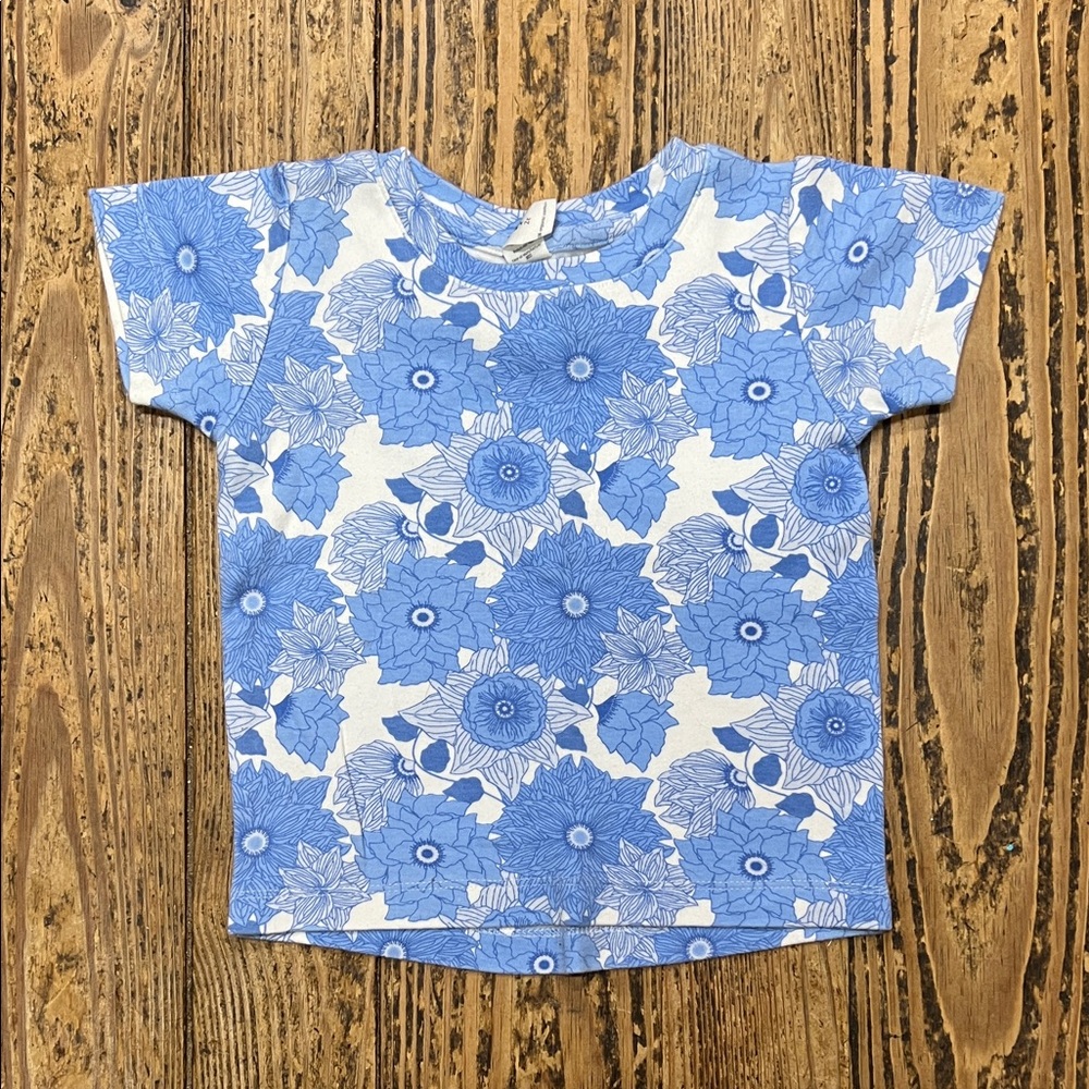Kate Quinn Blue Floral Kids Tee